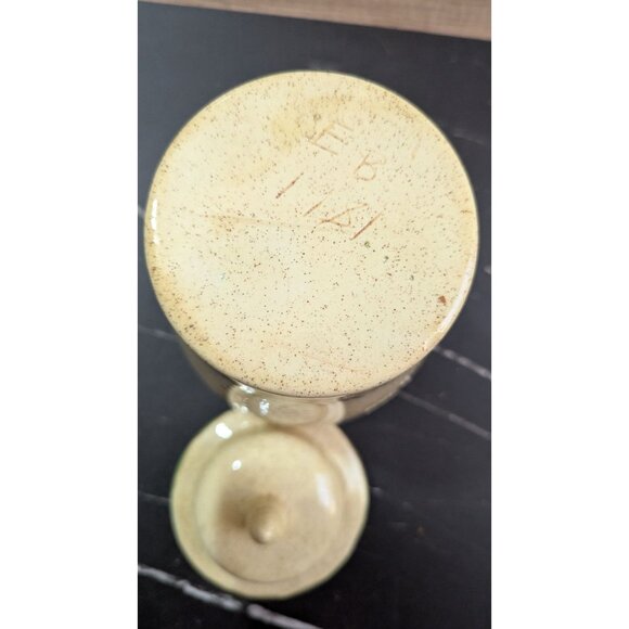 Hand-Painted Floral Ceramic Ginger Jar With Lid 7.5" Tall Vintage Speckled Beige - Picture 7 of 8